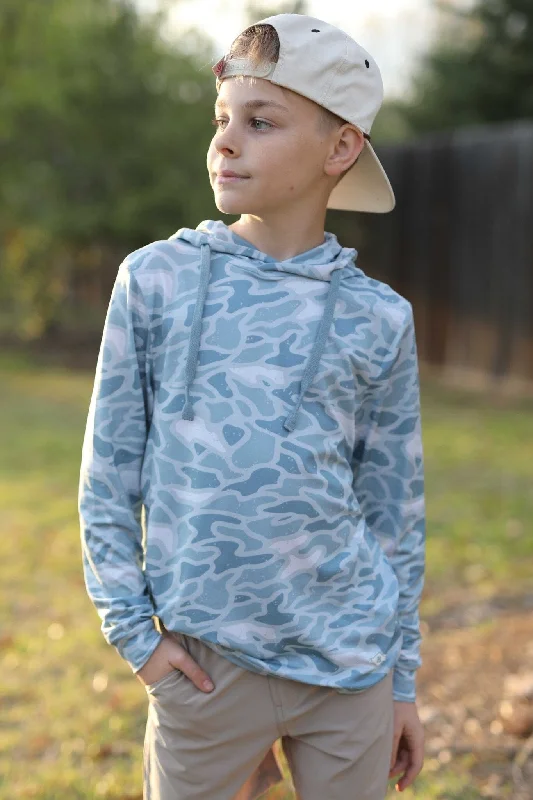 mens hoodie for fall outdoor adventures-Youth Performance Hoodie - Seaside Camo