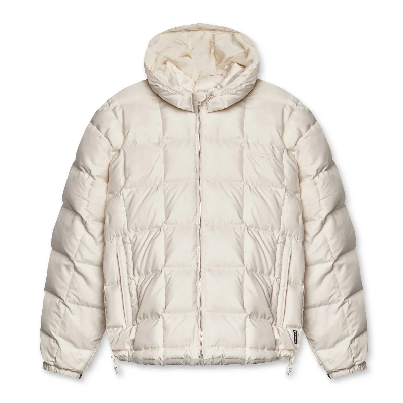 men's jackets with softshell outer layer-0551. Weather-Ready Down Puffer Jacket - Ivory Cream