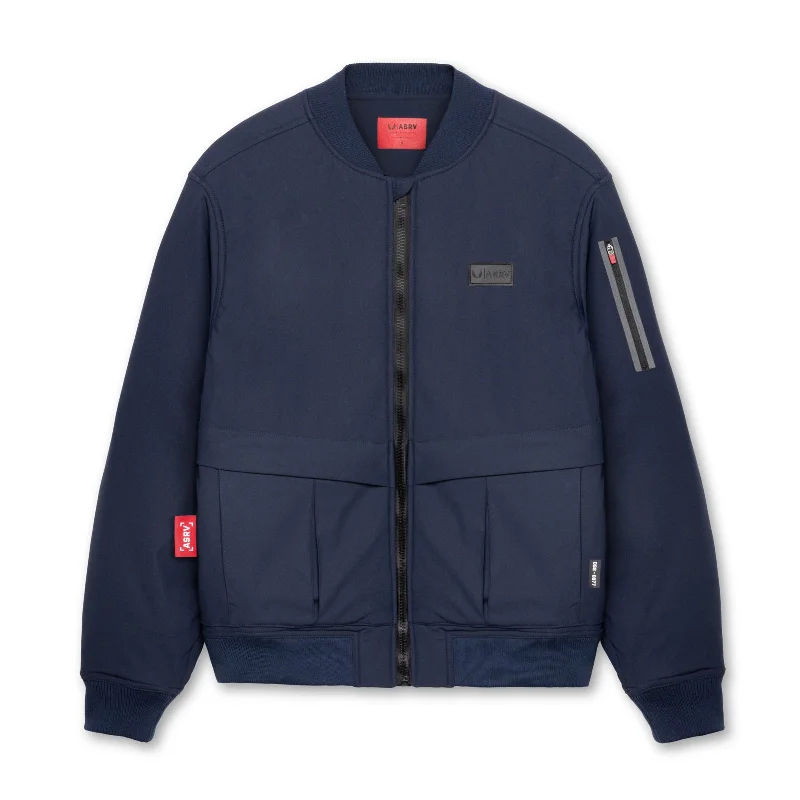 men's jackets with reflective stripes for visibility-0677. Kinterra™ Weatherproof Bomber Jacket - Navy