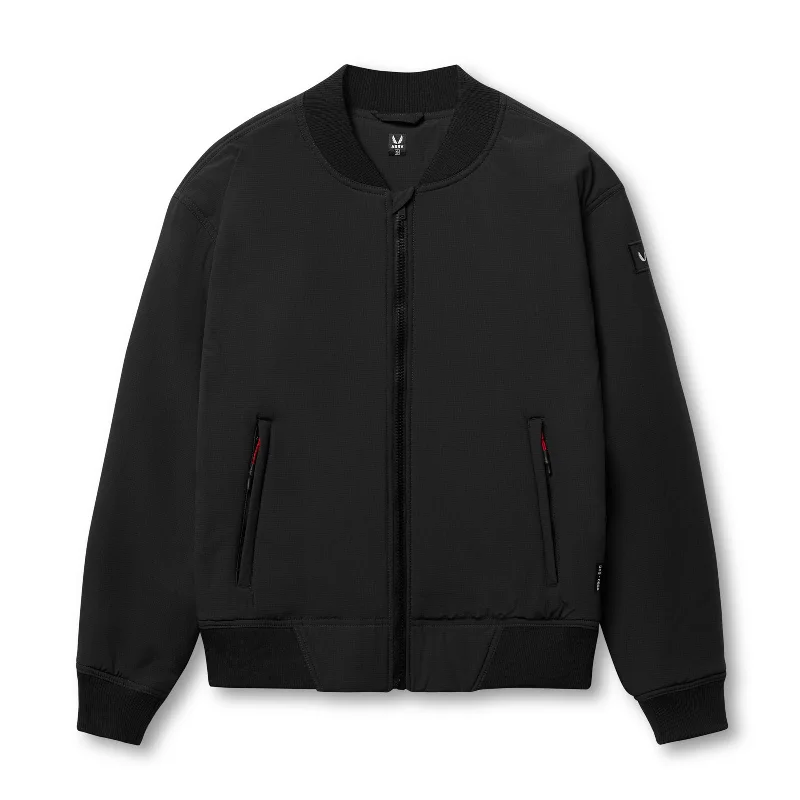 men's jackets with adjustable storm cuffs-0858. Ripstop Insulated Bomber Jacket - Black