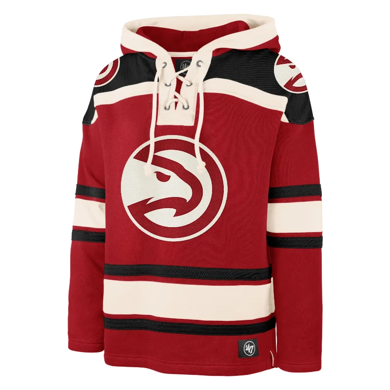 mens hoodie for athletic yet trendy looks-ATLANTA HAWKS SUPERIOR '47 LACER HOOD