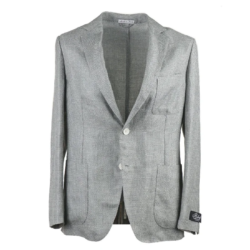 men's jackets with detachable faux fur collar-Belvest Unlined Linen and Wool Sport Coat