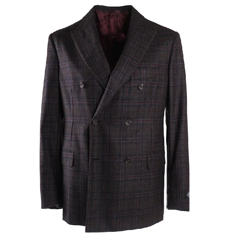 men's jackets with water-resistant insulation-Belvest Windowpane Check Wool Sport Coat