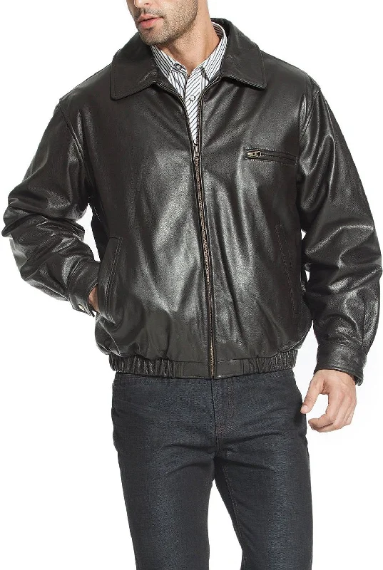 men's jackets with quick-release zippers-BGSD Men Aaron Classic Cowhide Leather Bomber Jacket