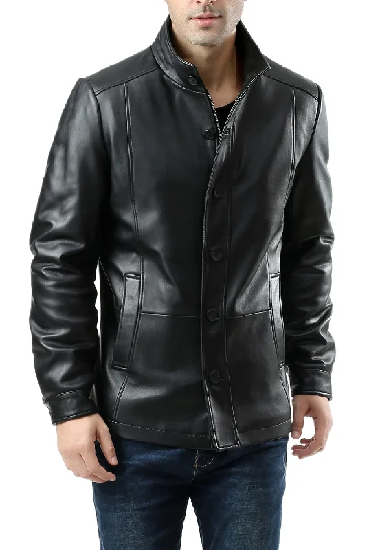 men's jackets with body-contouring design-BGSD Men's "Brady" New Zealand Lambskin Leather City Jacket