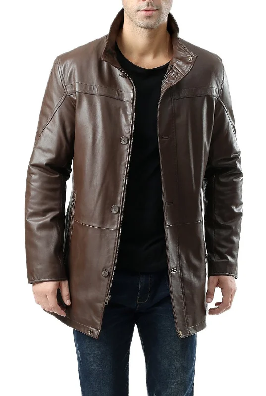 men's jackets for versatile cold-weather layering-BGSD Men Chad New Zealand Lambskin Leather Car Coat