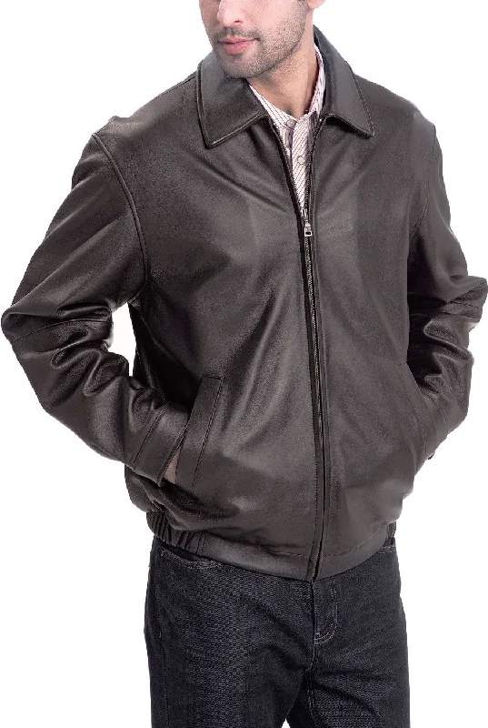 men's jackets with anti-wrinkle fabric-BGSD Men Derrick Lambskin Leather Bomber Jacket