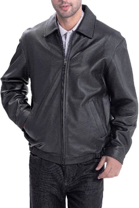 men's jackets with reinforced stitching for durability-BGSD Men Derrick Lambskin Leather Bomber Jacket