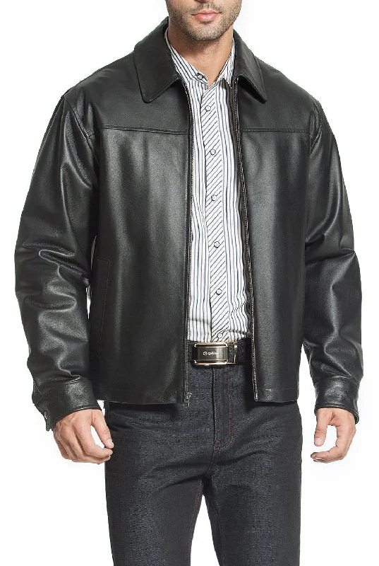 men's jackets for high-altitude expeditions-BGSD Men Greg Open Bottom Zip Front Leather Jacket