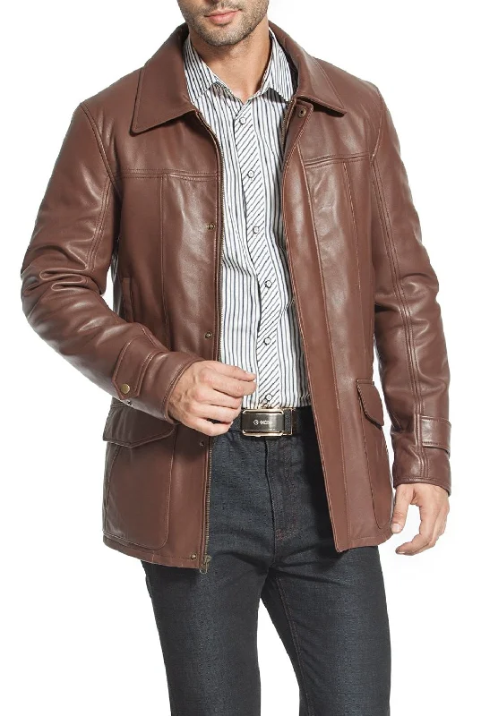 men's jackets with windproof cuffs-BGSD Men Hunter Lambskin Leather Coat