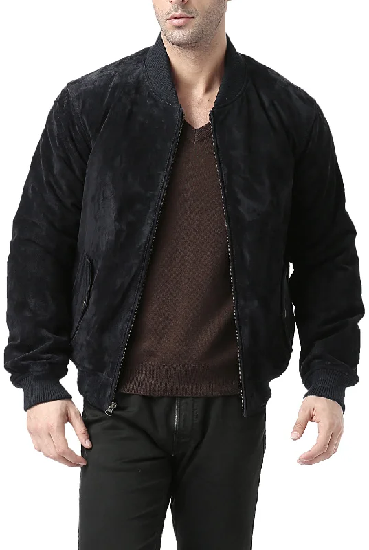 men's jackets with elastic sleeve ends-BGSD Men Urban Leather Bomber Jacket