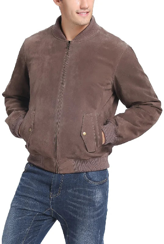 men's jackets with active fit for freedom of movement-BGSD Men Urban Leather Bomber Jacket