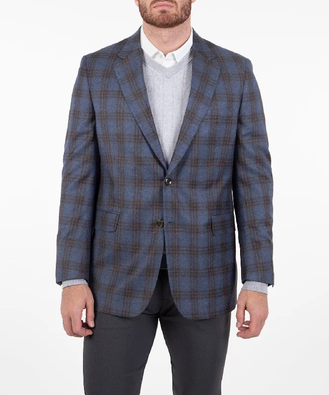 men's jackets with inner fleece layer for warmth-Signature Men's Plaid Sport Coat