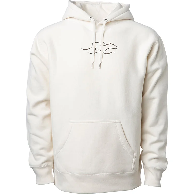 mens hoodie for sporty day-to-day outfits-Heavyweight Cross Grain EMBRACE Hoodie-Bone w/navy icon