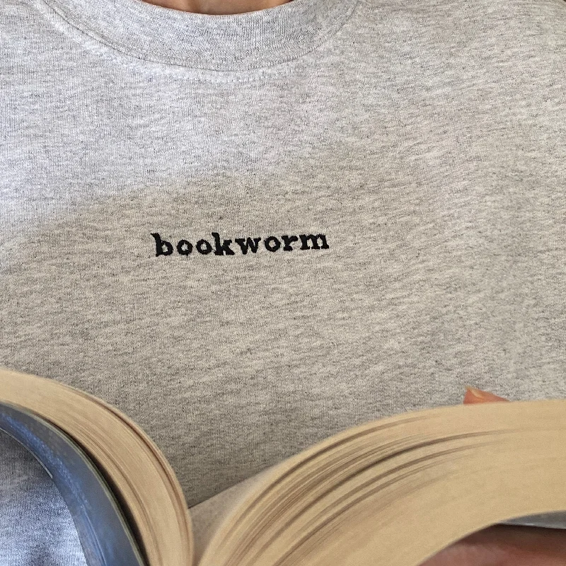 mens hoodie for warm and casual days-Bookworm Embroidered Sweatshirt