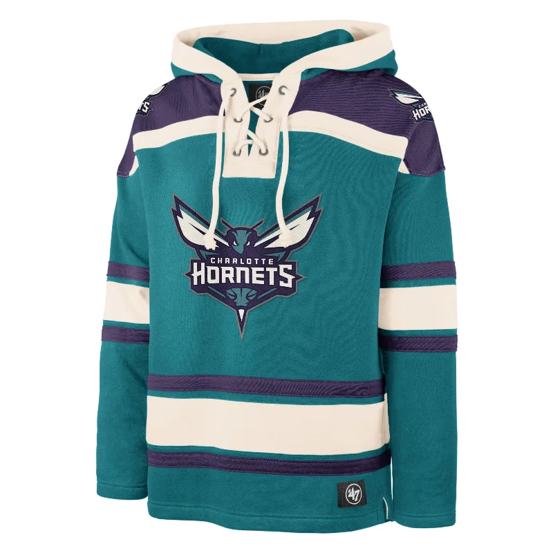 mens hoodie with sleek performance fabric-CHARLOTTE HORNETS SUPERIOR '47 LACER HOOD