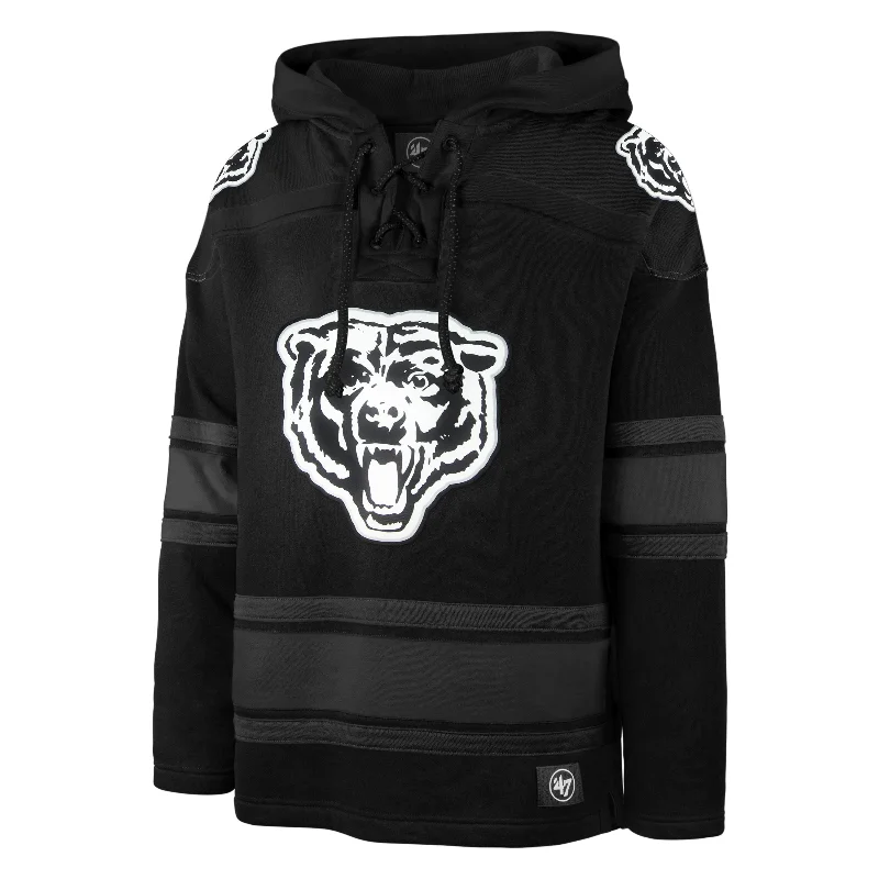 mens hoodie with premium fabric touch-CHICAGO BEARS HISTORIC ANTHRACITE SUPERIOR '47 LACER HOOD