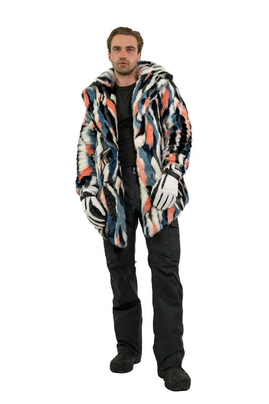 men's jackets with smooth fleece exterior-Men's Duke Coat in "Funky Zebra"