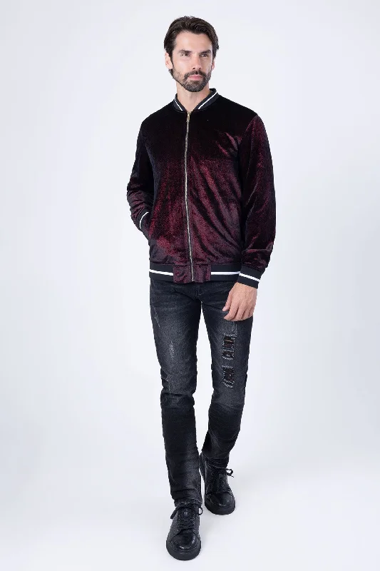 men's jackets with full-zip front for easy layering-Drip Velour Bomber Jacket