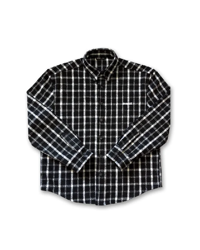 men's jackets with anti-static fabric-Engage Wordmark Flannel Shirt (Black/White)