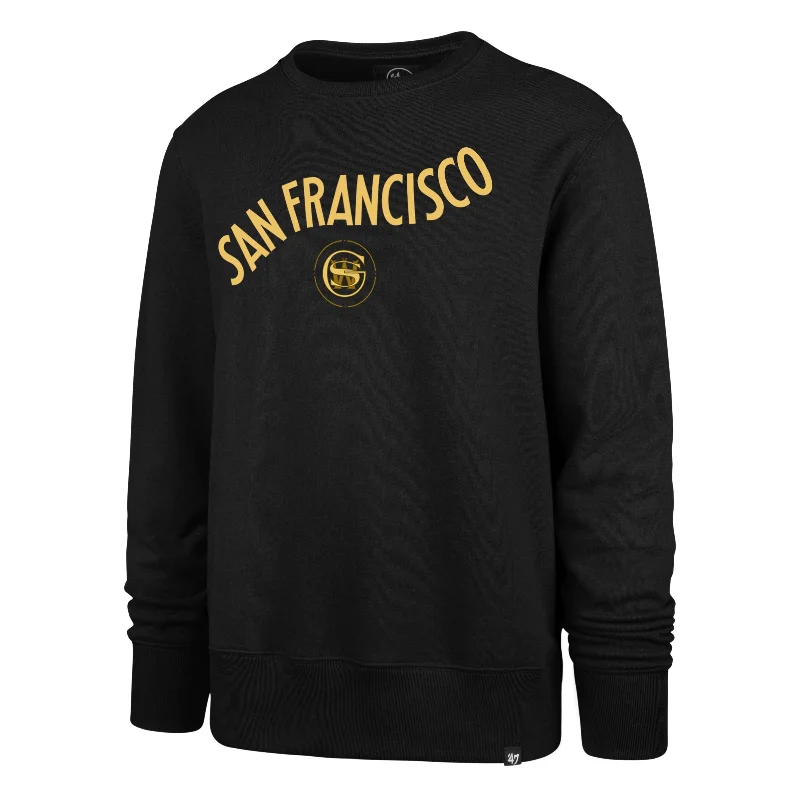 mens hoodie for minimalist gym wear-GOLDEN STATE WARRIORS CITY EDITION POSTGAME '47 HEADLINE CREW