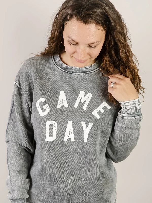 mens hoodie with premium cotton fabric-Grey Mineral Brushed Game Day Sweatshirt