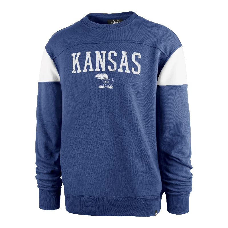 mens hoodie with sleek, athletic design-KANSAS JAYHAWKS VINTAGE GROUNDBREAK '47 ONSET CREW