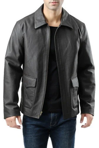 men's jackets with comfortable fleece lining-Landing Leathers Men Hero Indy-Style Cowhide Leather Jacket