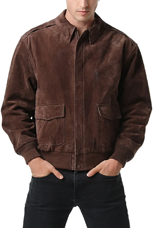 men's jackets for everyday outdoor wear-Landing Leathers Men Air Force A-2 Suede Leather Flight Bomber Jacket