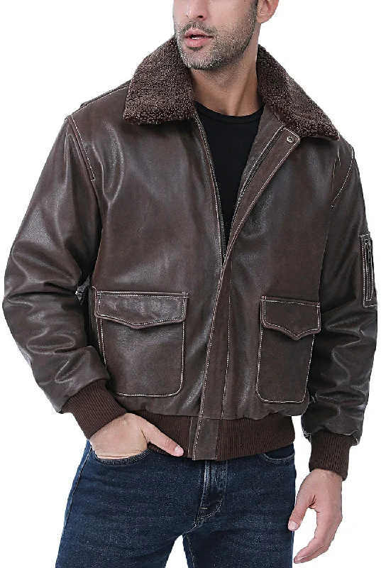 men's jackets with high-tech weather-resistant technology-Landing Leathers Men Distressed Cowhide Leather Bomber Jacket