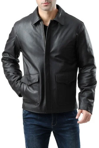 men's jackets with fold-over collar-Landing Leathers Men Raider Indy-Style Leather Legend Jacket