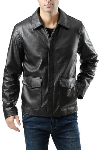 men's jackets with eco-friendly water-resistant coating-Landing Leathers Men Voyager Indy-Style Goatskin Leather Adventurer Jacket