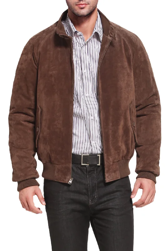 men's jackets with wind-blocking features-Landing Leathers Men WWII Suede Leather Bomber Jacket