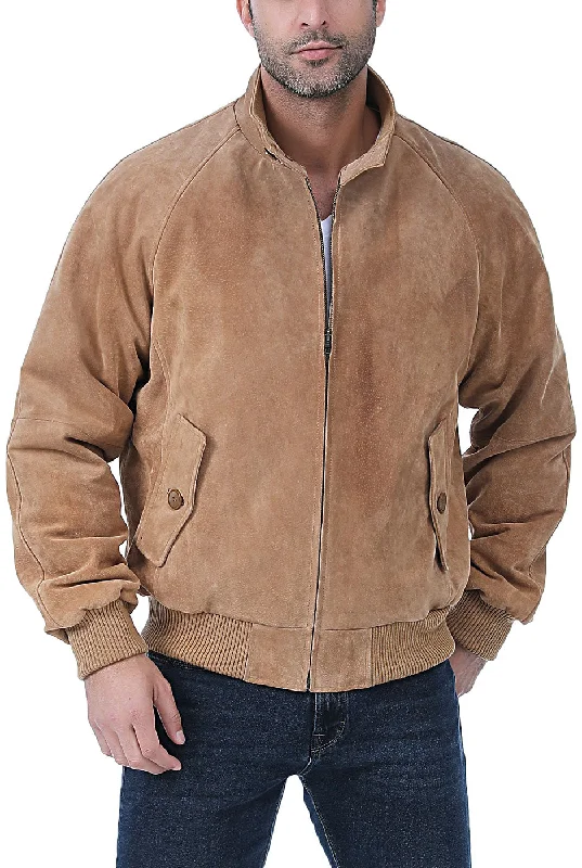 men's jackets with adjustable front zippers-Landing Leathers Men WWII Suede Leather Bomber Jacket