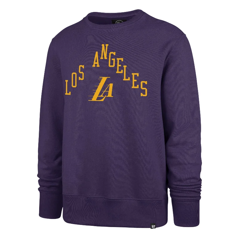 mens hoodie with smooth fabric finish-LOS ANGELES LAKERS CITY EDITION POSTGAME '47 HEADLINE CREW