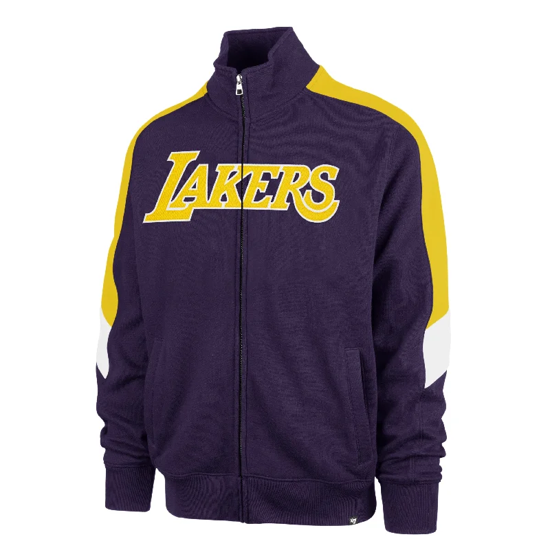 mens hoodie for effortless chic wear-LOS ANGELES LAKERS WORDMARK '47 SHOOT OUT TRACK JACKET