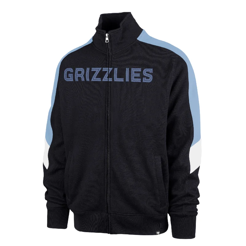 mens hoodie for versatile weather layering-MEMPHIS GRIZZLIES WORDMARK '47 SHOOT OUT TRACK JACKET