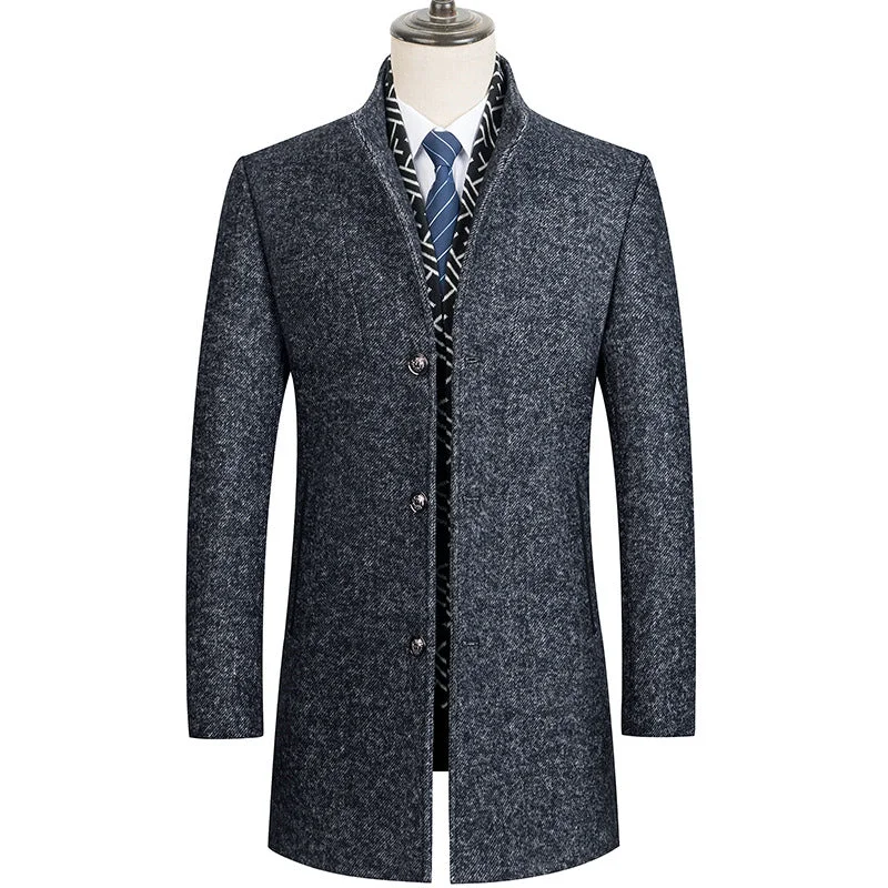 men's jackets for both urban and outdoor wear-Men's Classic Detachable Scarf Wool Coat