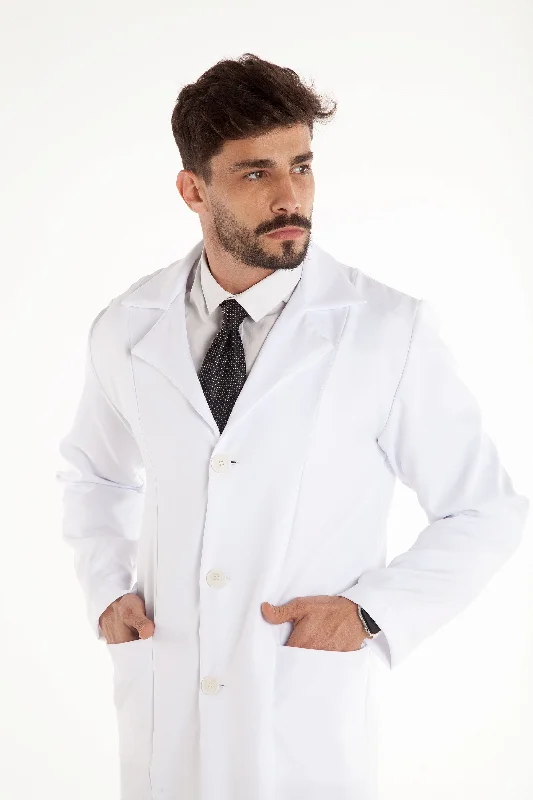 men's jackets with heavy-duty, insulated lining-Men's Lab Coat Pierre White