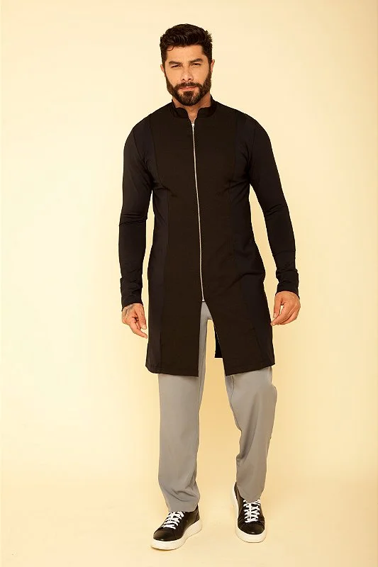 men's jackets with soft knit inner lining-Men's Lab Coat Theo Black