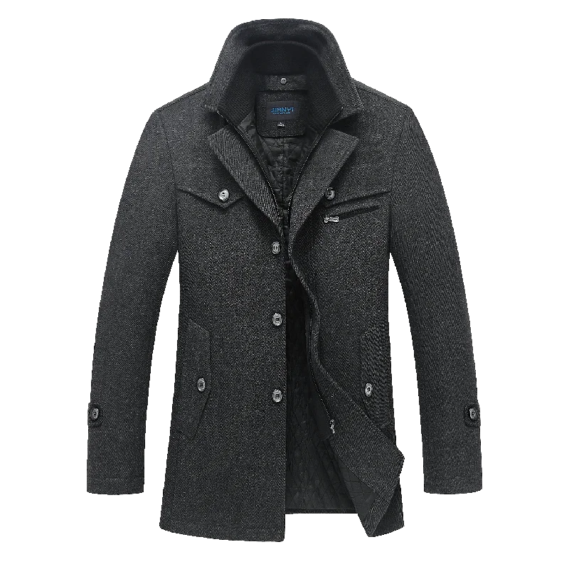 men's jackets with zippered back vent for airflow-Men's Premium Gentle Double Layered Wool Coat