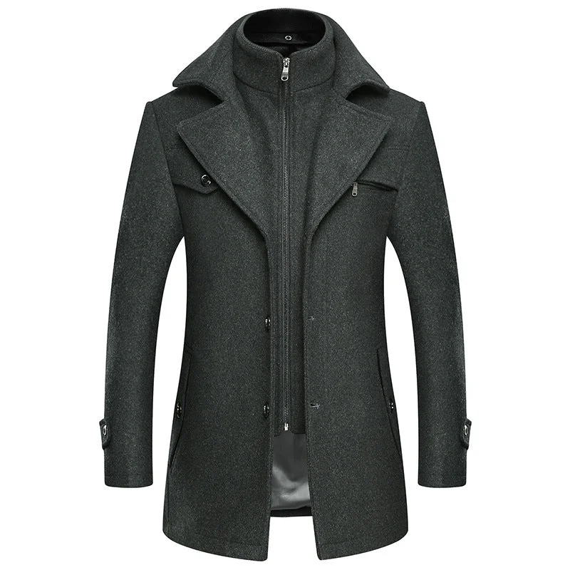 men's jackets with sleek minimal design-Men's Premium Layer Wool Blend Coat