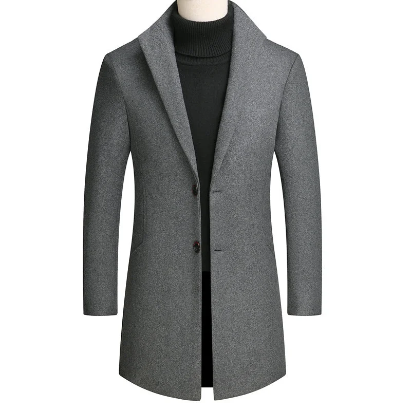 men's jackets with flexible stretch design-Men's Premium Slim Wool Coat