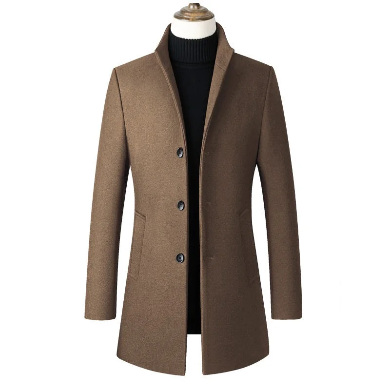 men's jackets with lightweight design for portability-Men's Premium Thick Stand Collar Wool Coat