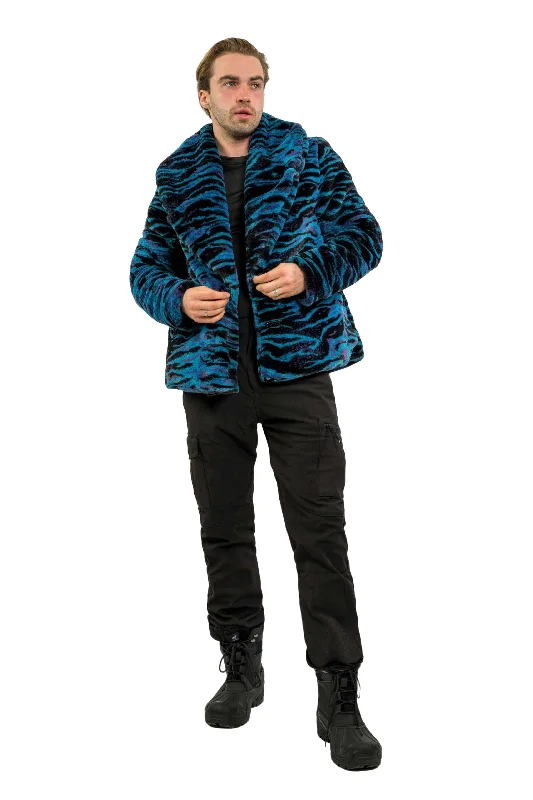 men's jackets with oversized fit for layering-Men's Short Cozy Coat in "Electric Tiger"