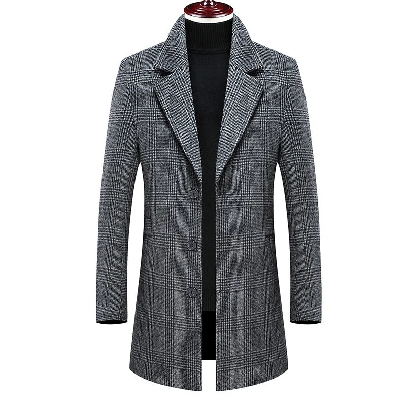 men's jackets with eco-conscious water-resistant finish-MEN'S TOP FITTED WOOL COAT #002