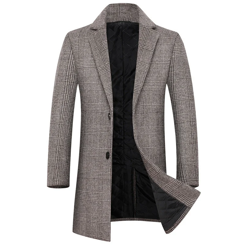 men's jackets with customizable collar fit-Men's Top Slim 80% Wool Coat