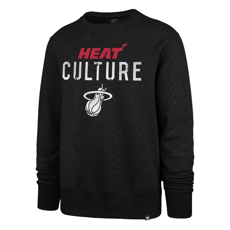 mens hoodie for premium street style-MIAMI HEAT CITY EDITION POSTGAME '47 HEADLINE CREW