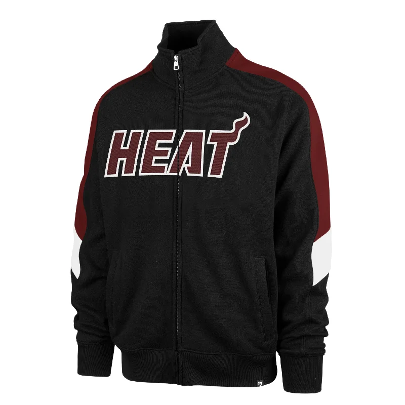 mens hoodie for a comfy street style-MIAMI HEAT WORDMARK '47 SHOOT OUT TRACK JACKET