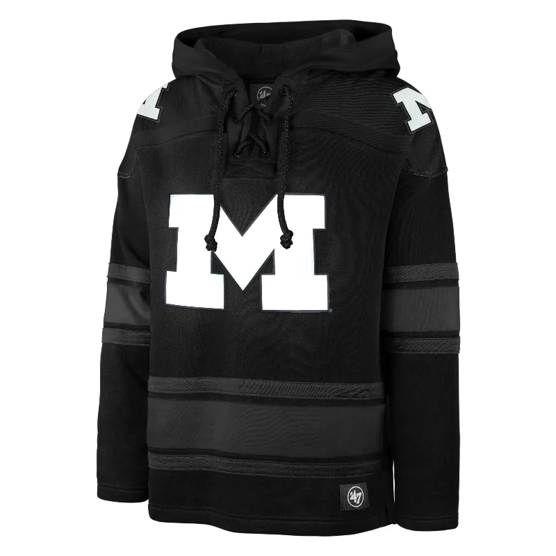 mens hoodie for sporty, everyday look-MICHIGAN WOLVERINES ANTHRACITE SUPERIOR '47 LACER HOOD